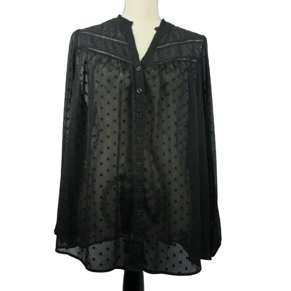 Torrid Black Chiffon Clip Dot With Contrasting Eyelet Top 1X Flirty Whimsigoth - Picture 3 of 8